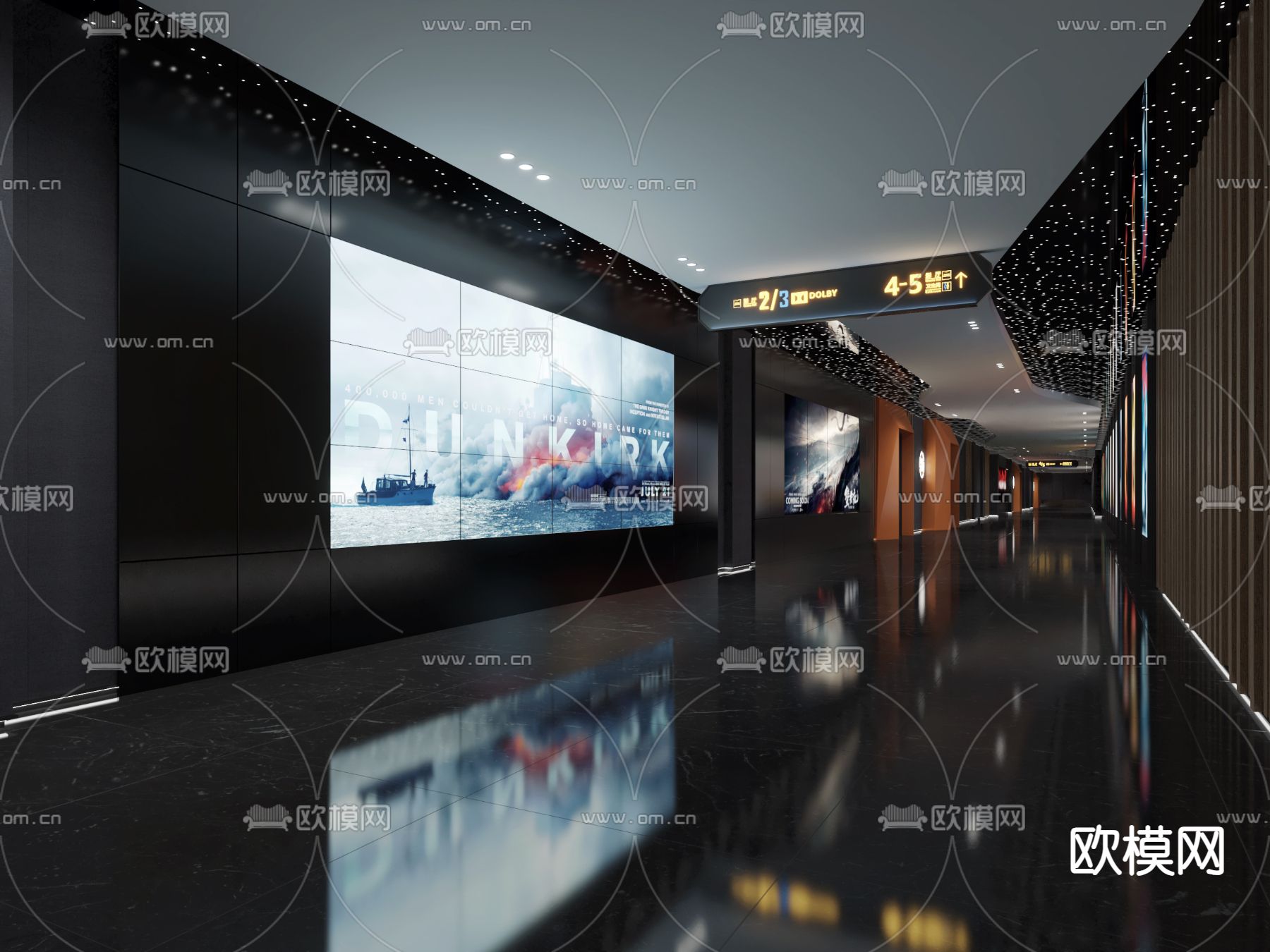 电影院走廊3d模型下载（渲染图1）
