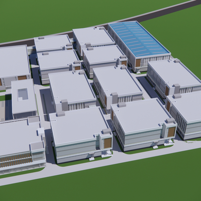  办公产业园su模型 