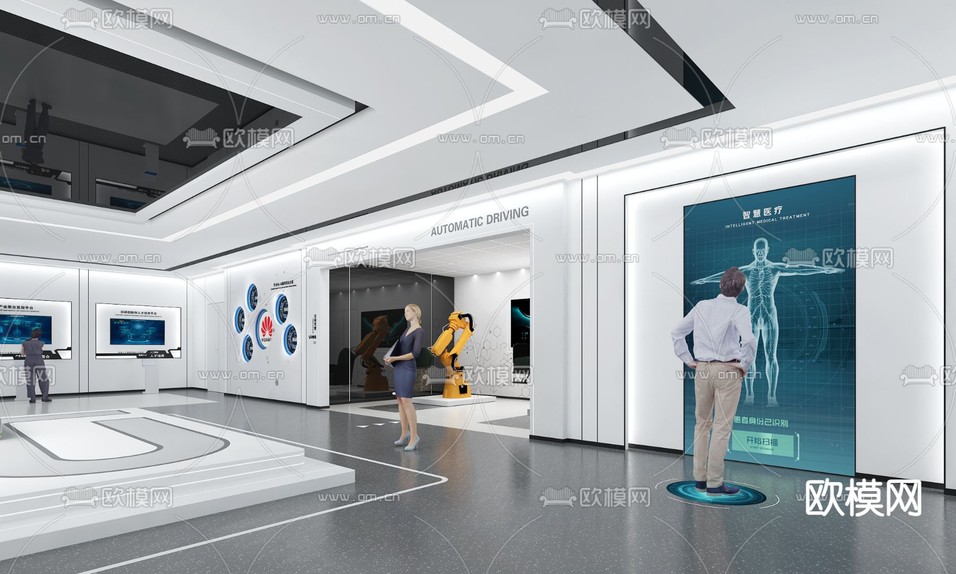 科技展厅 展台3d模型下载(渲染图2)
