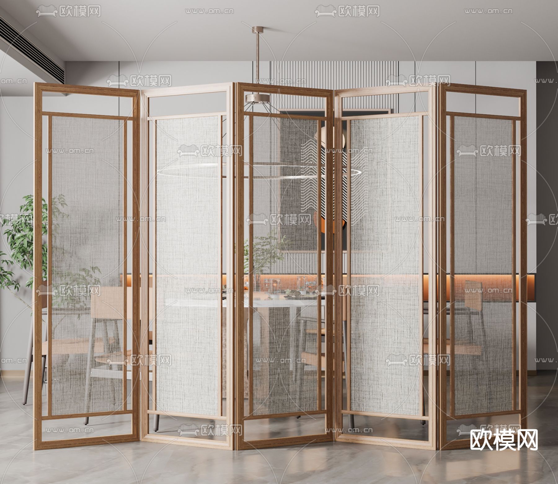 新中式屏风 隔断su模型下载（渲染图2）