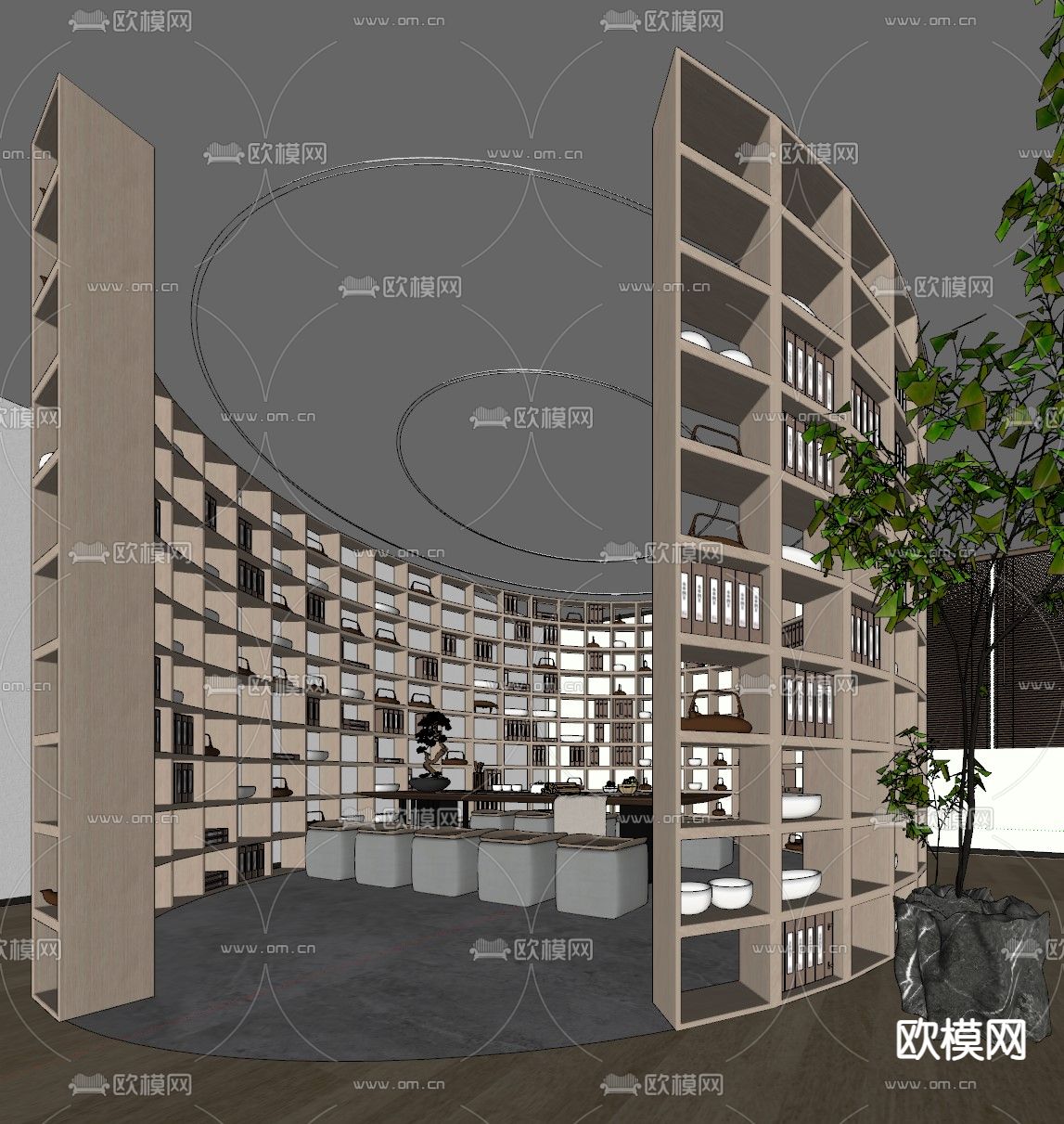 现代图书馆su模型下载（渲染图2）