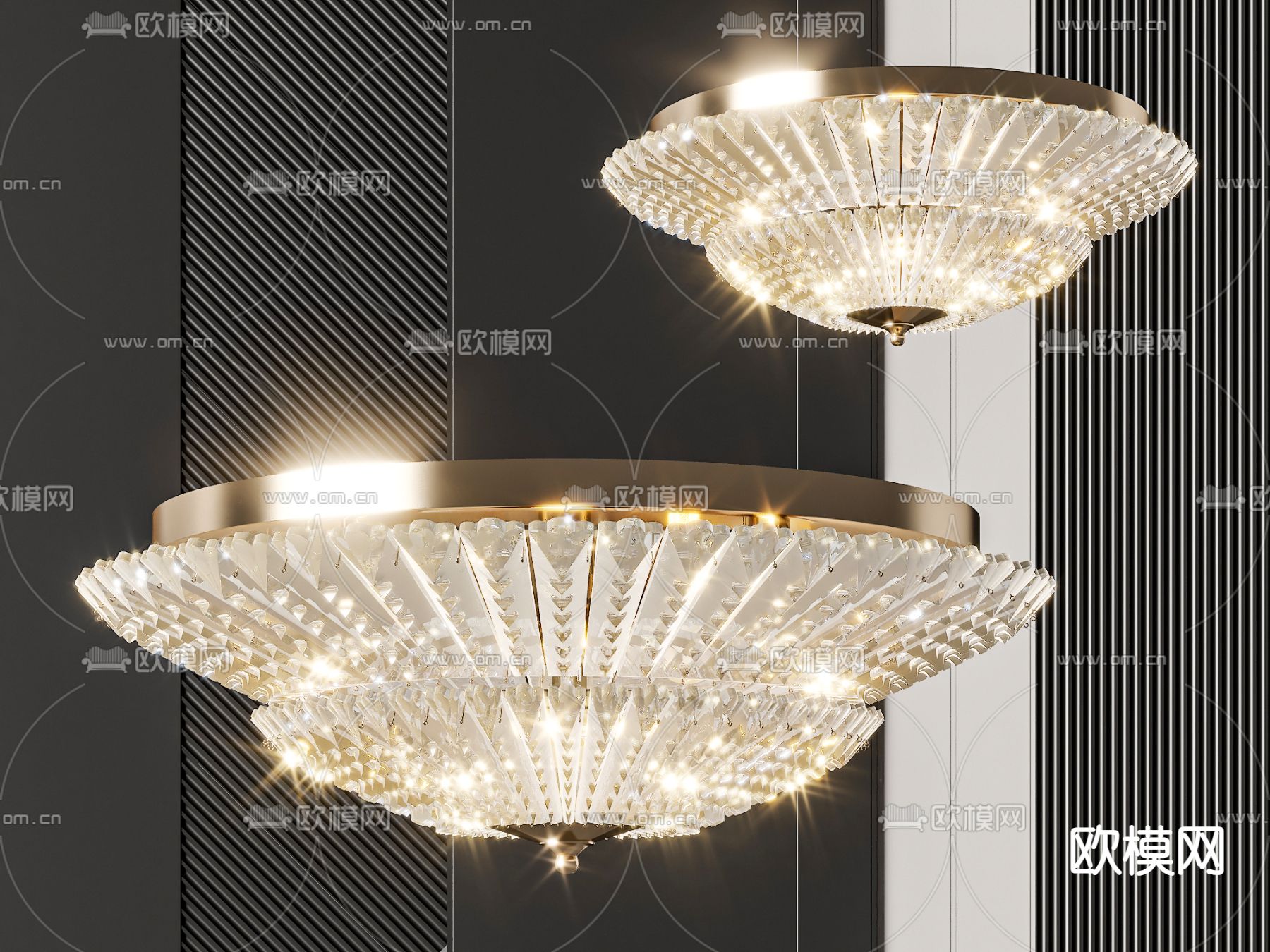水晶吸顶灯3d模型下载