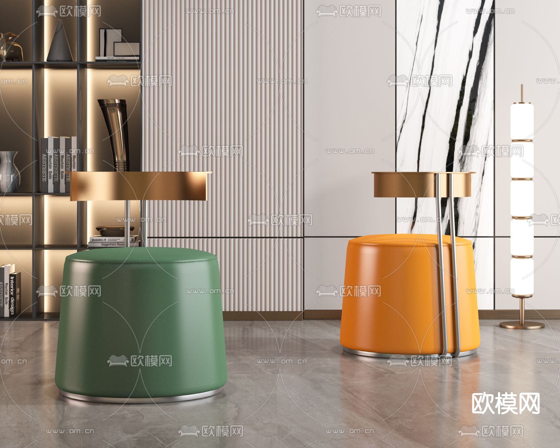 轻奢凳子 沙发凳 圆凳3d模型下载