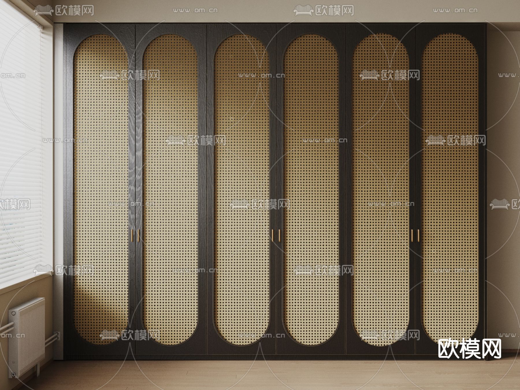 侘寂风衣柜 藤编衣橱3d模型下载