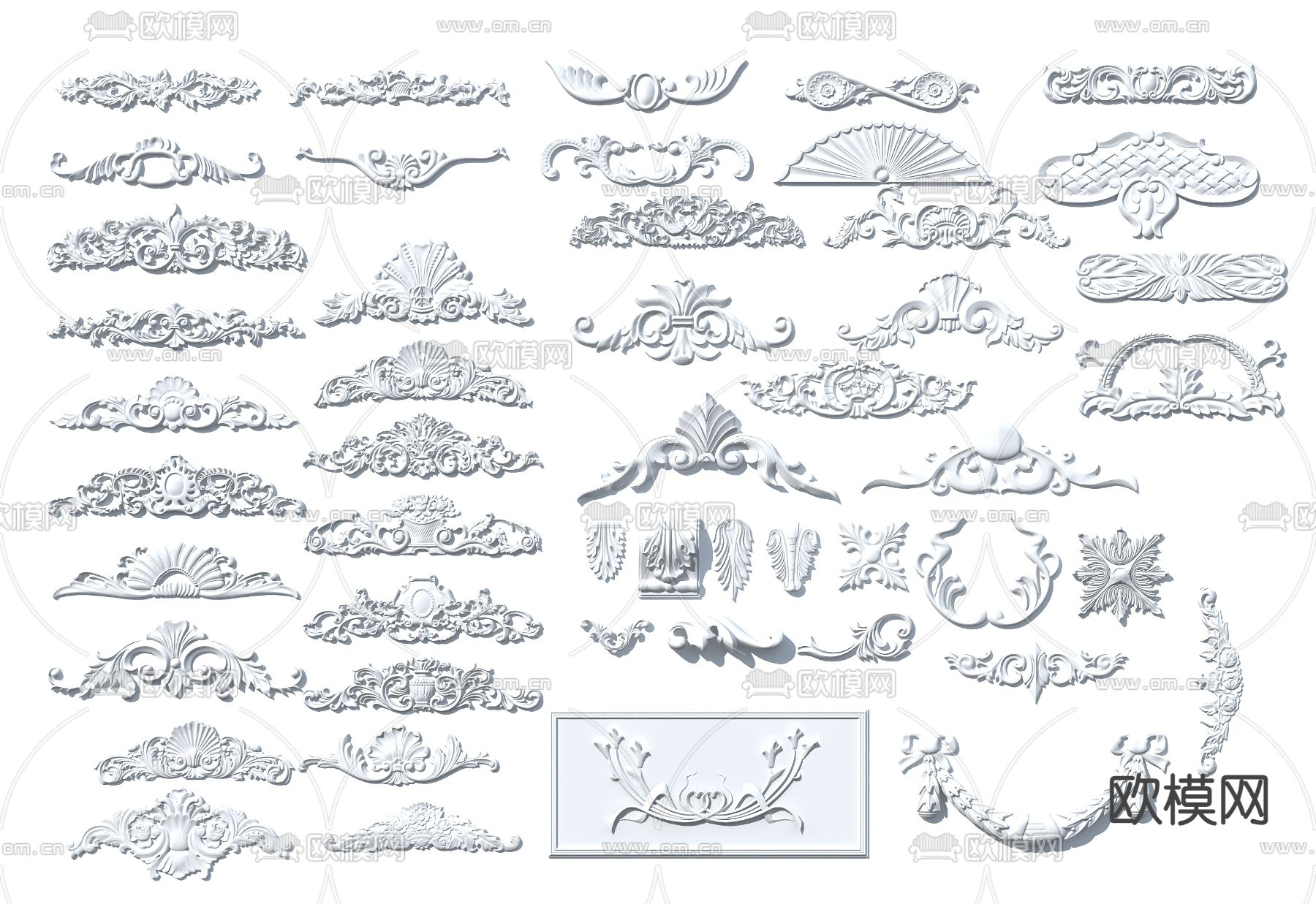 欧式雕花 雕刻3d模型下载（渲染图1）