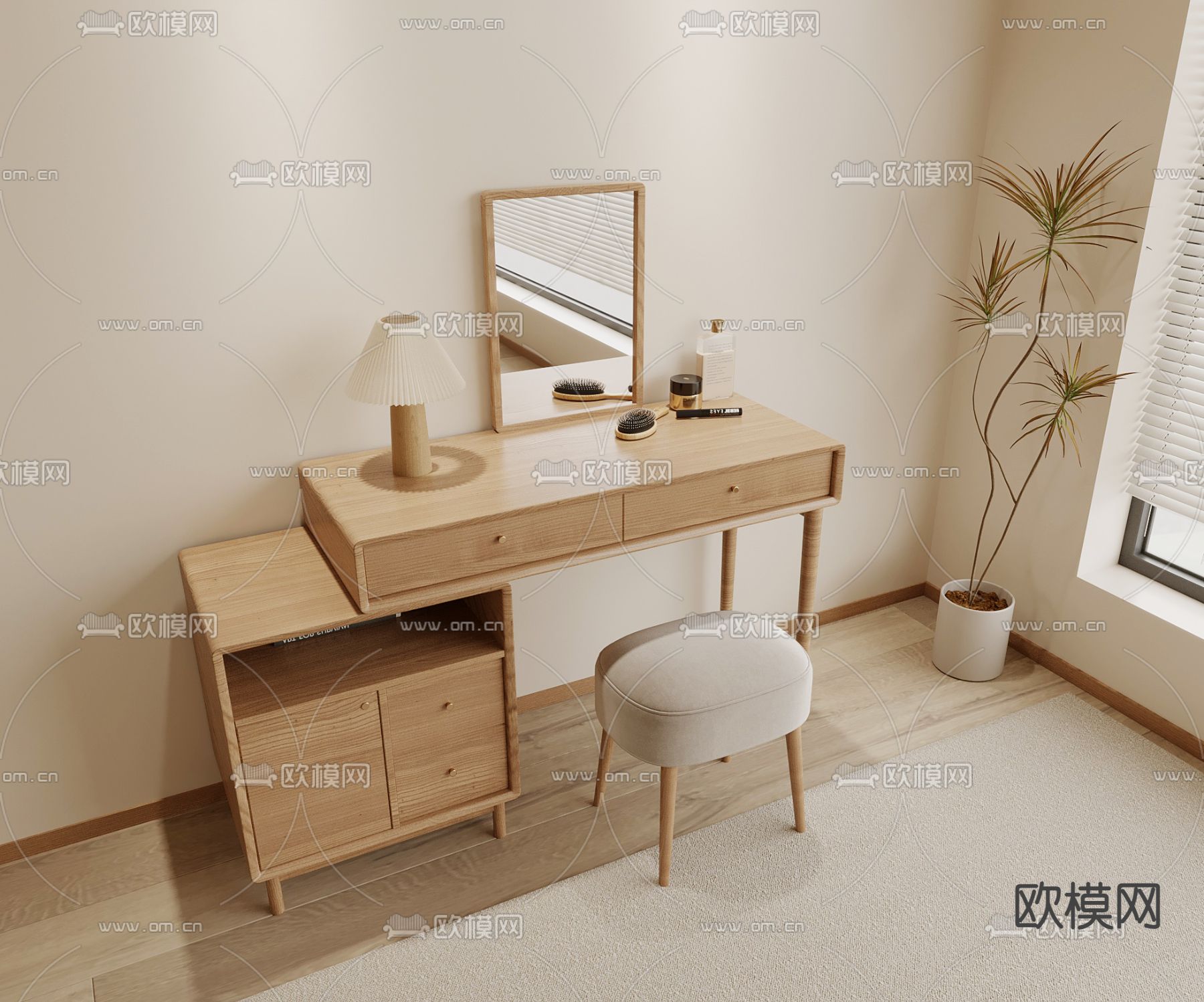 北欧梳妆台 化妆桌3d模型下载
