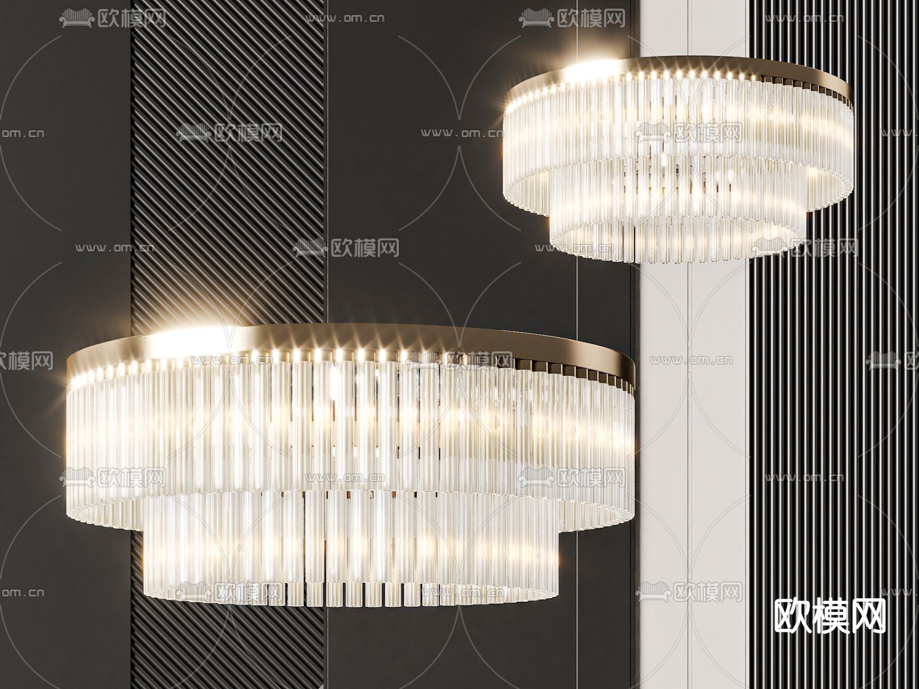 圆形吸顶灯 水晶灯3d模型下载