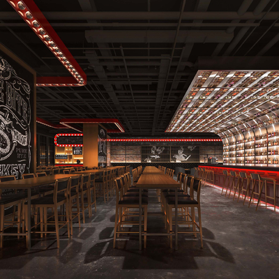 工业风酒吧su模型 