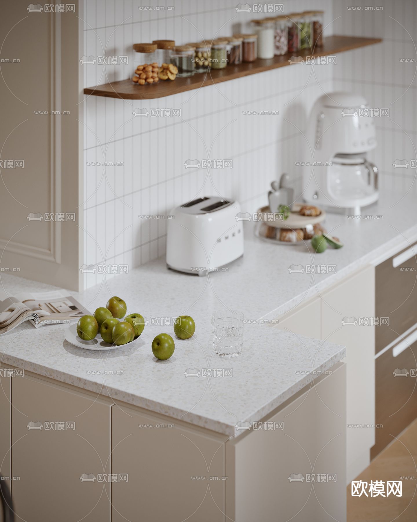 北欧厨房 橱柜3d模型下载（渲染图2）