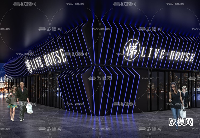 酒吧会所门头3d模型下载