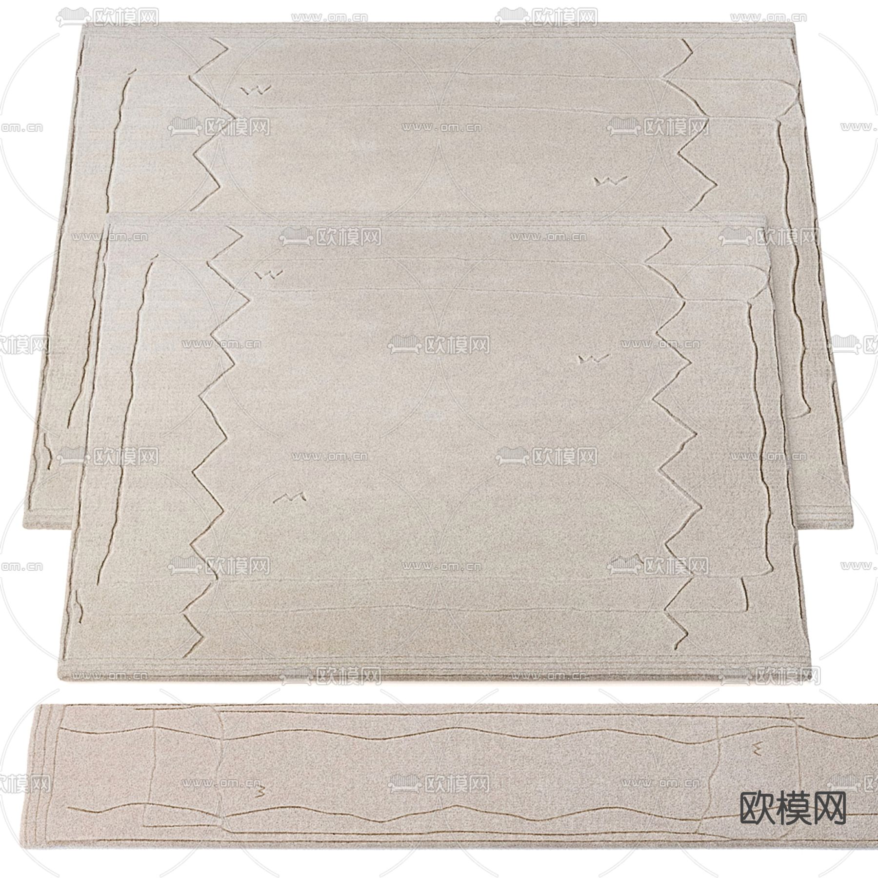 素色地毯 方毯3d模型下载（渲染图1）