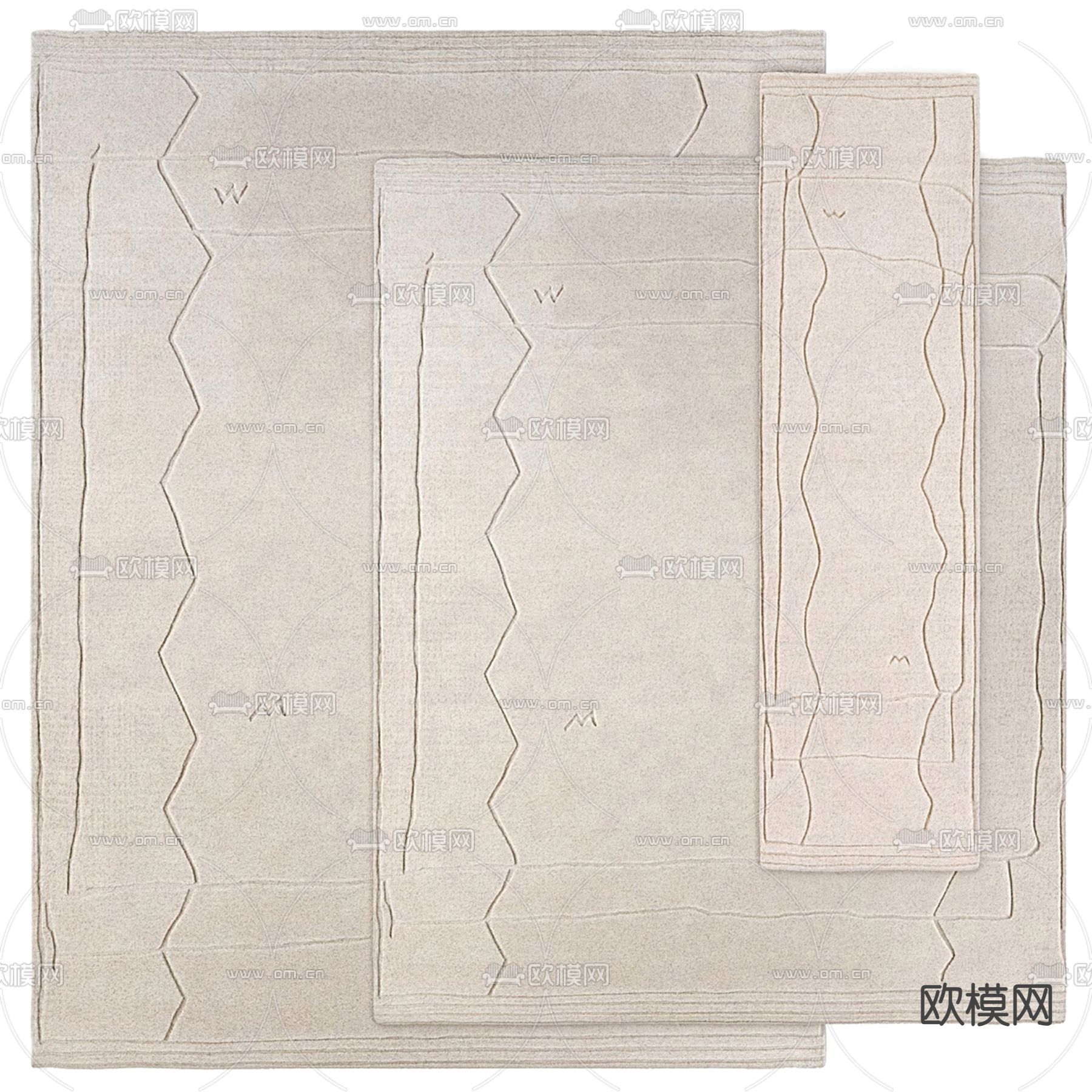 素色地毯 方毯3d模型下载（渲染图2）