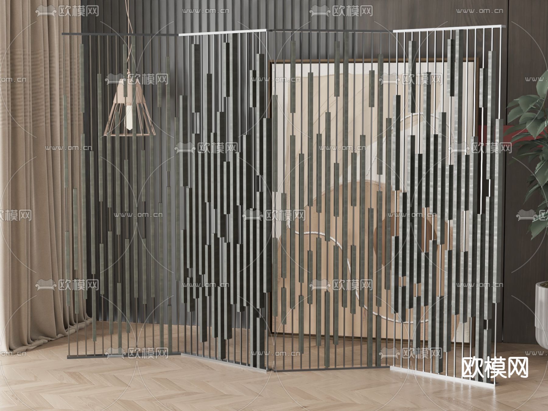 简欧屏风 隔断3d模型下载