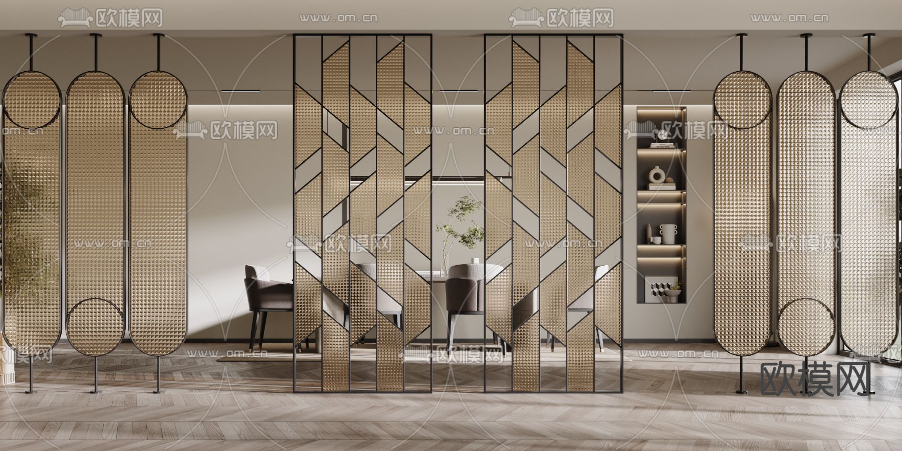 玻璃屏风 隔断3d模型下载