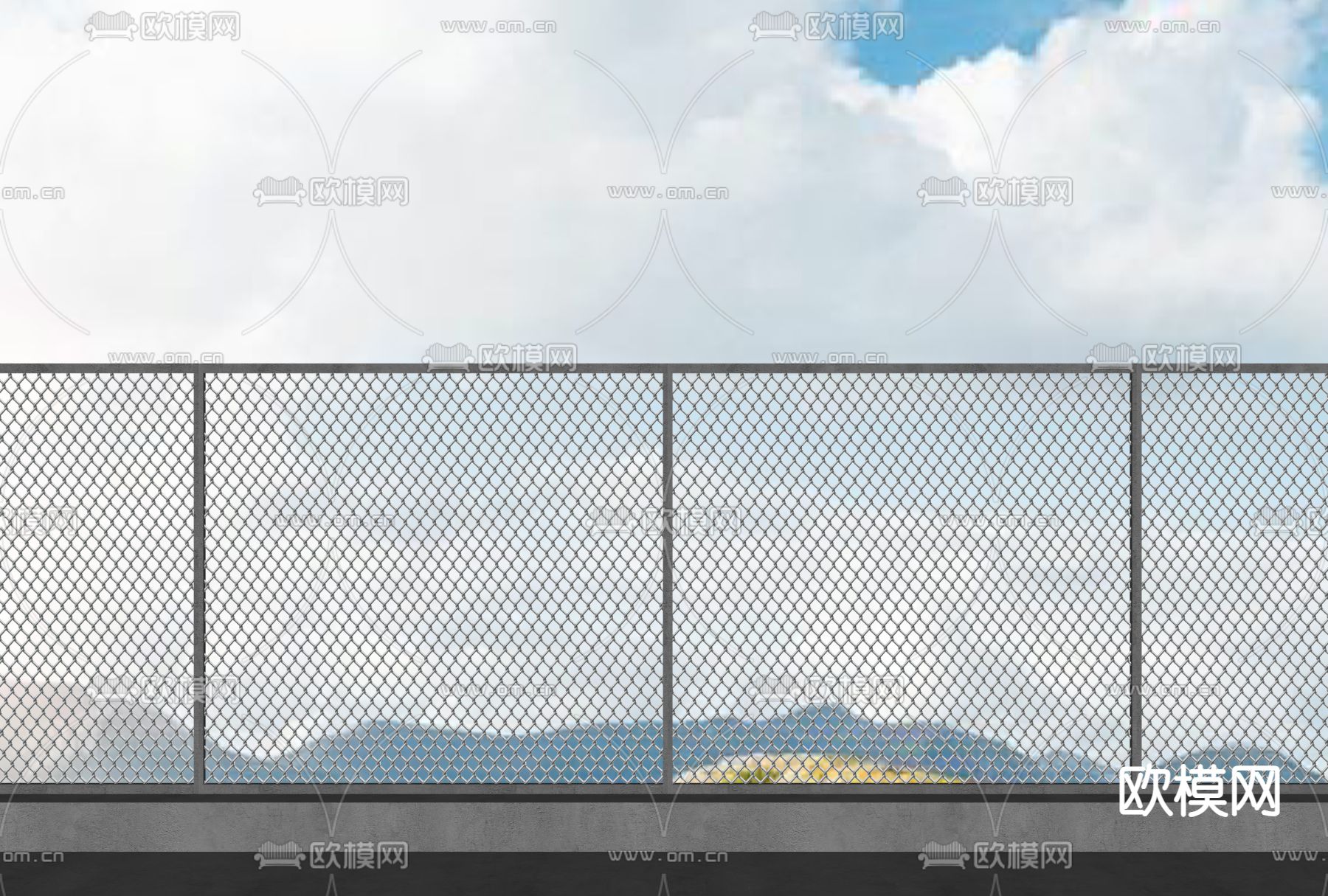 工业风铁网 围栏su模型下载（渲染图1）