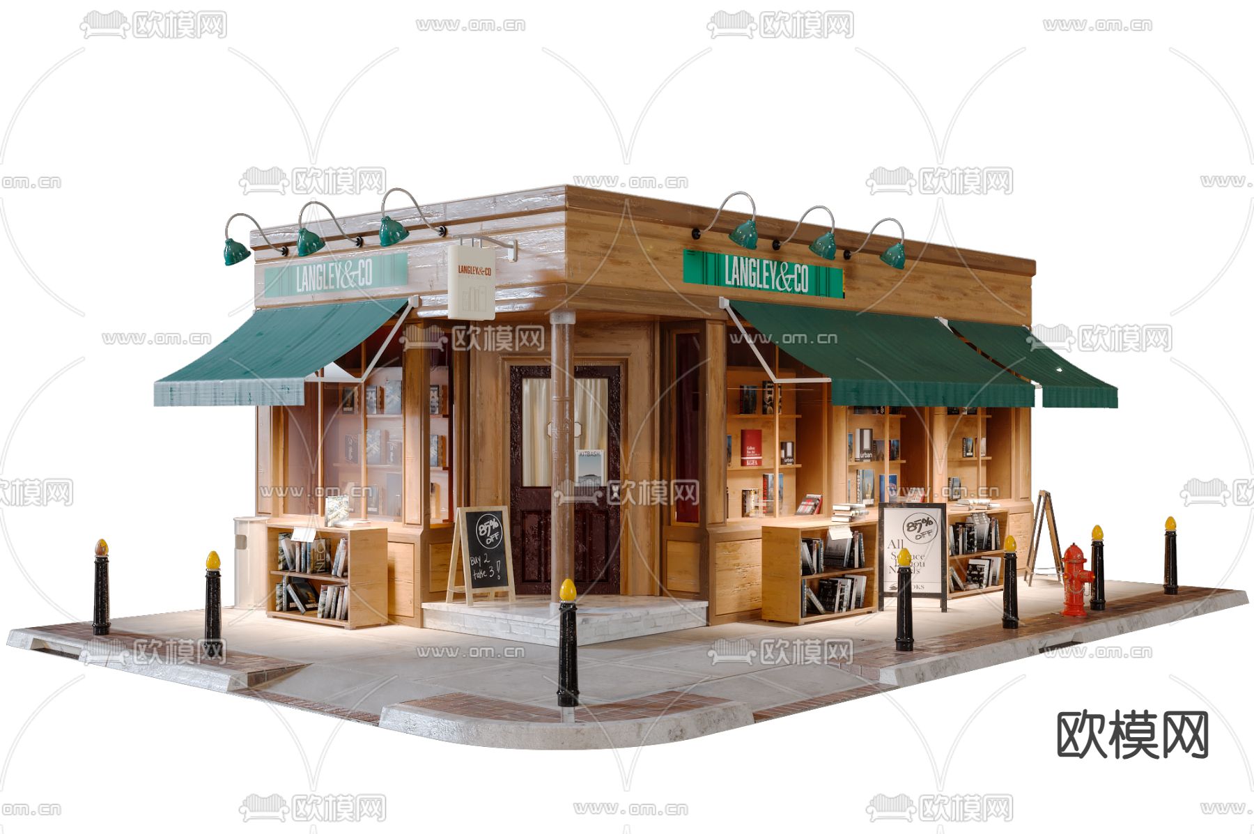 北欧书店门头3d模型下载