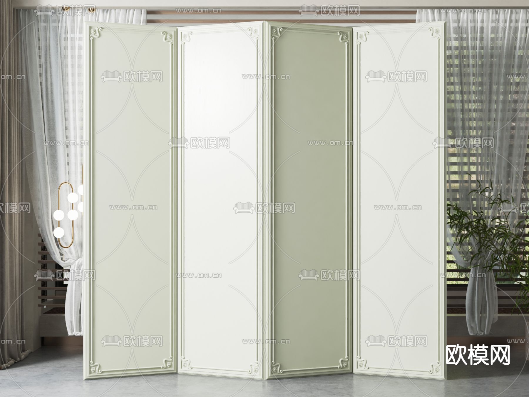 简欧屏风 折叠隔断3d模型下载