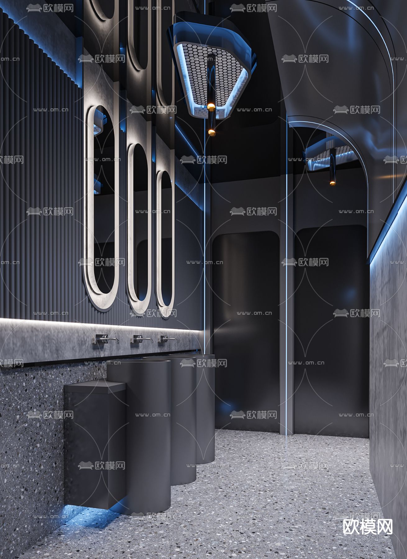 酒吧洗手间3d模型下载_ID14201399_3dmax免费模型-欧模网
