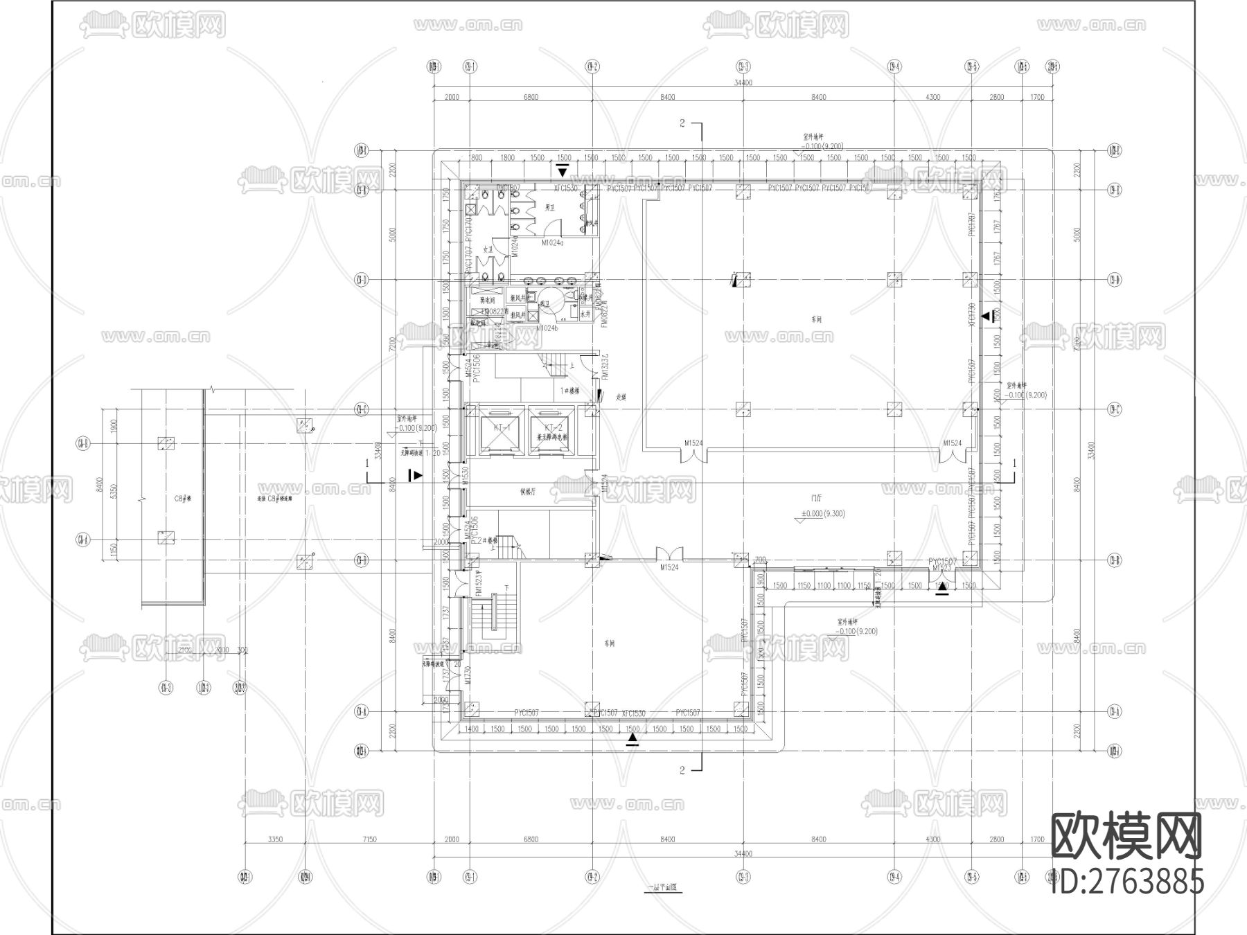 建筑结构cad平面图下载（渲染图1）