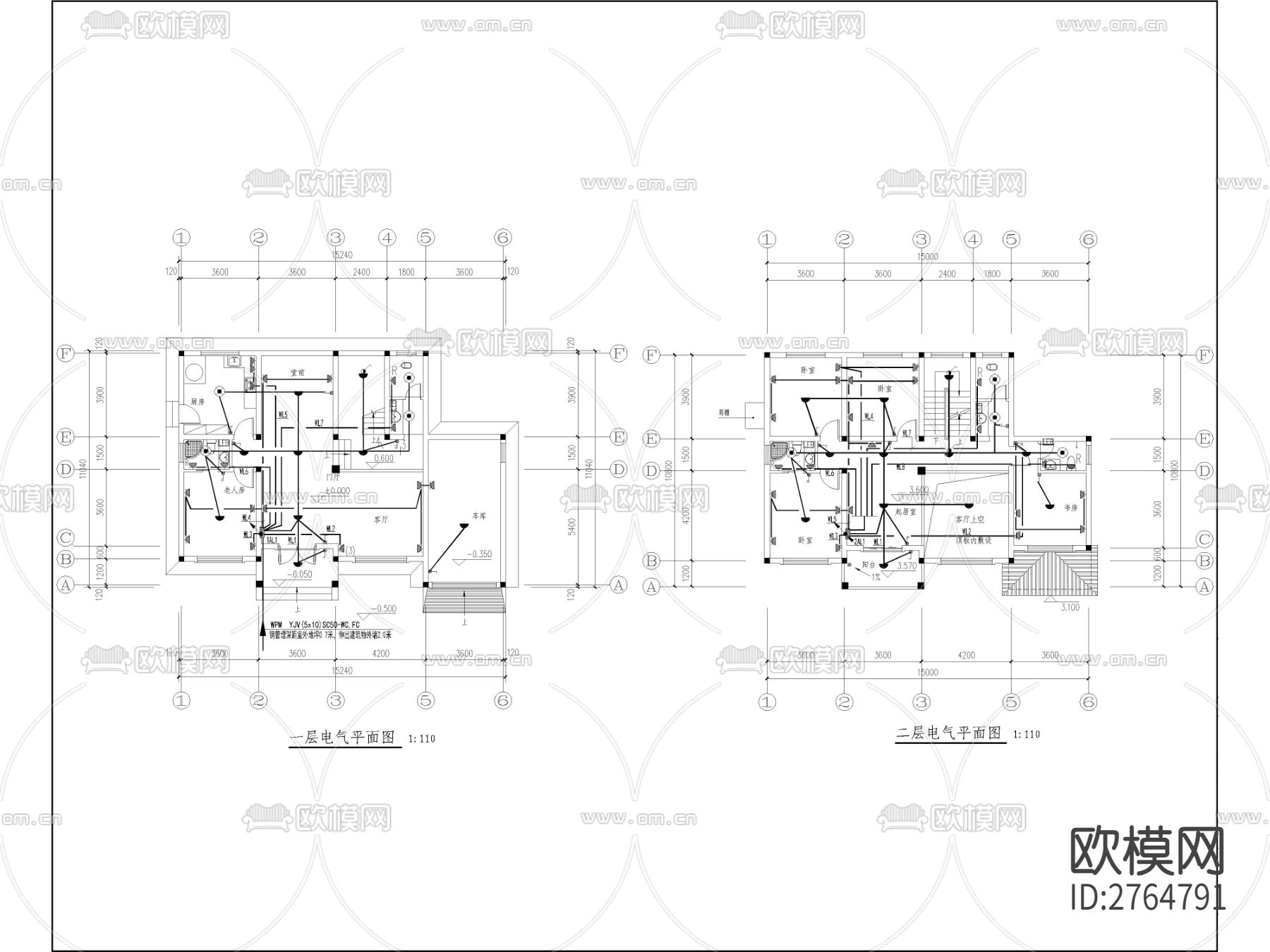 农村自建农居房电气CAD施工图下载（渲染图1）