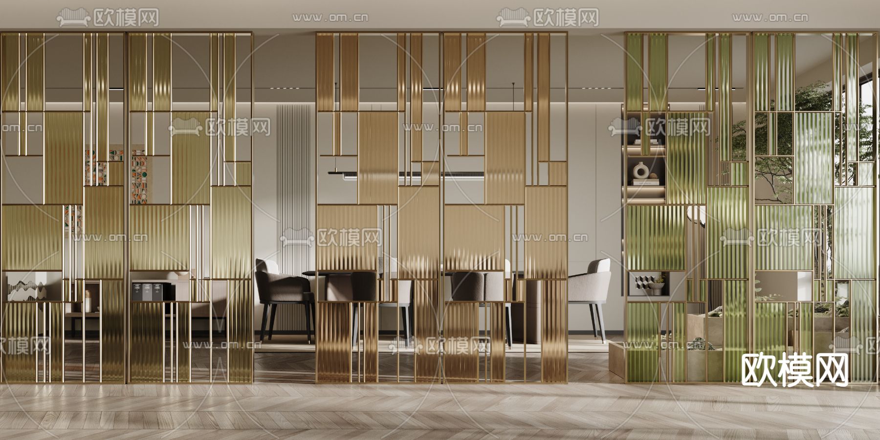 玻璃屏风 隔断3d模型下载