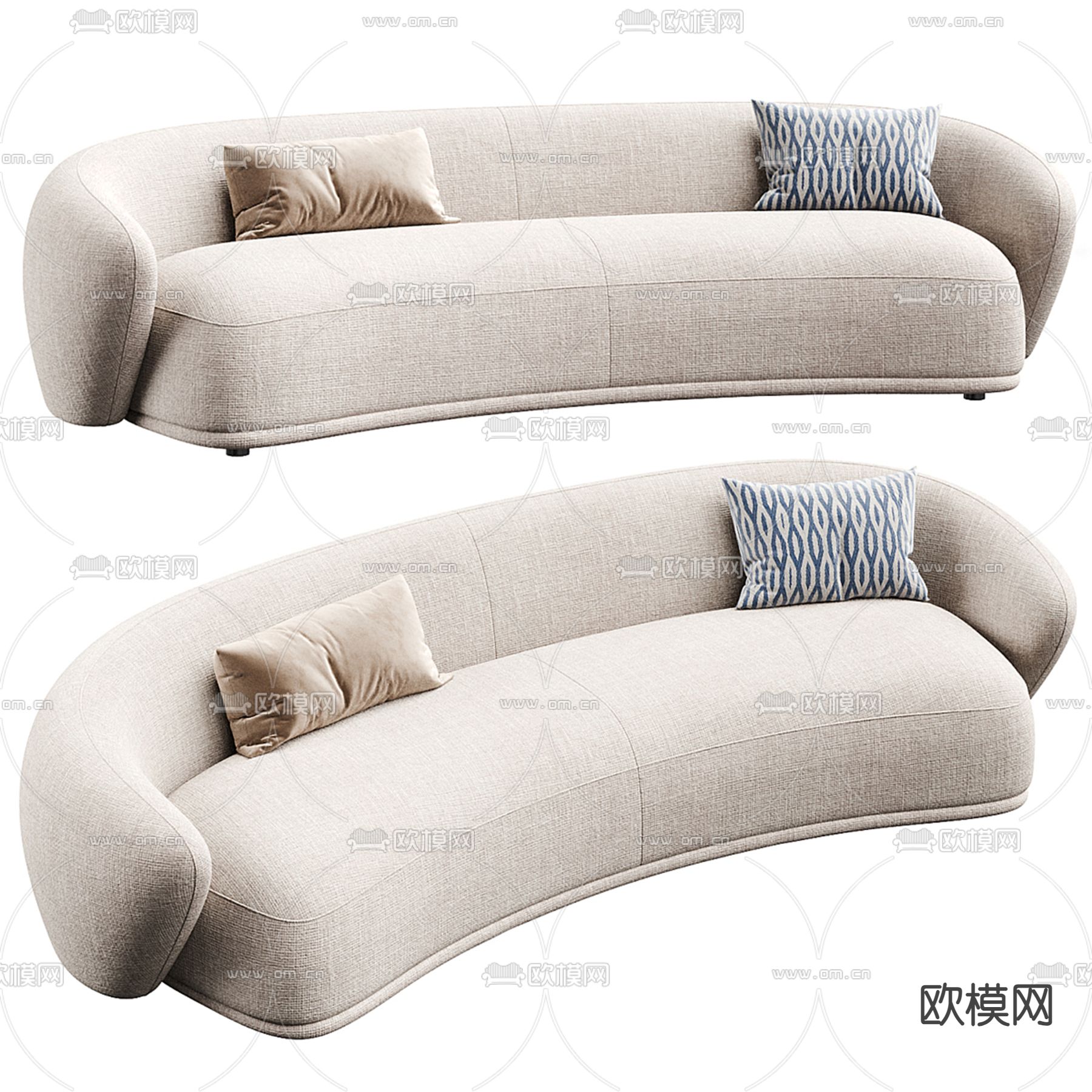 Meridiani 弧形沙发3d模型下载（渲染图2）