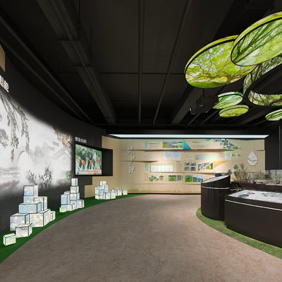  现代生态展厅su模型 