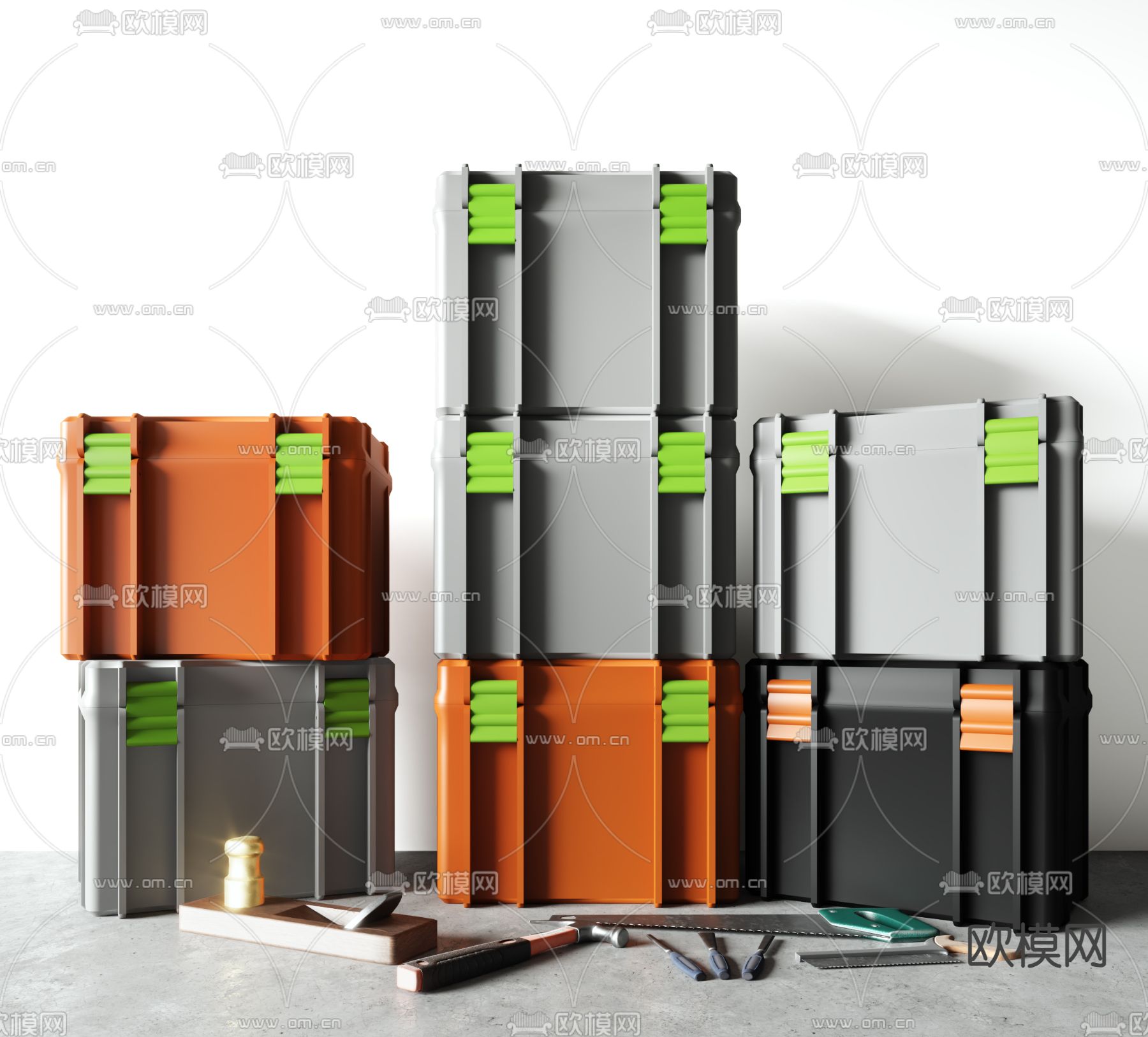 现代工具箱 锯子 锤子su模型下载（渲染图1）