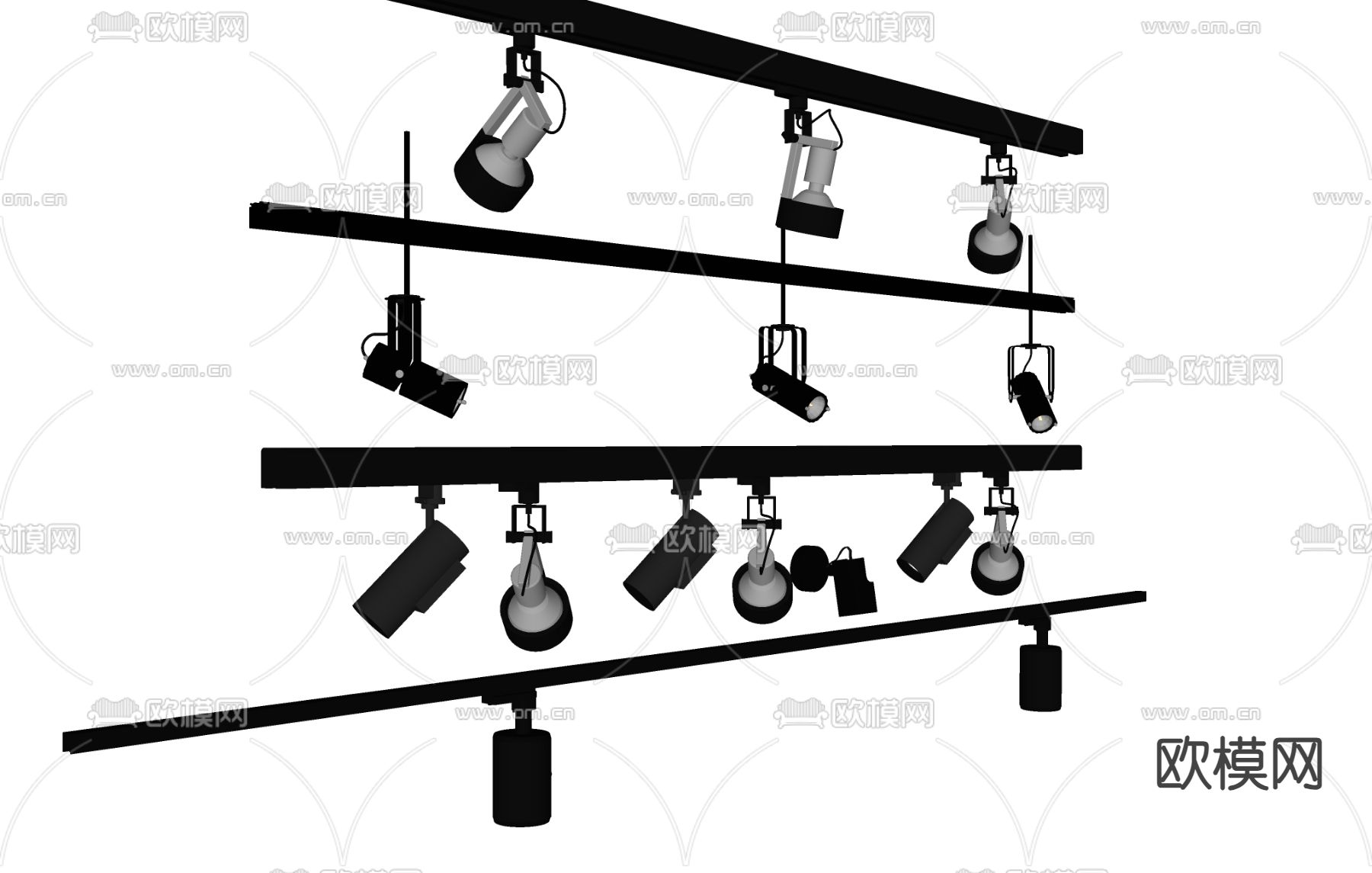 筒灯 射灯 轨道射灯su模型下载（渲染图2）