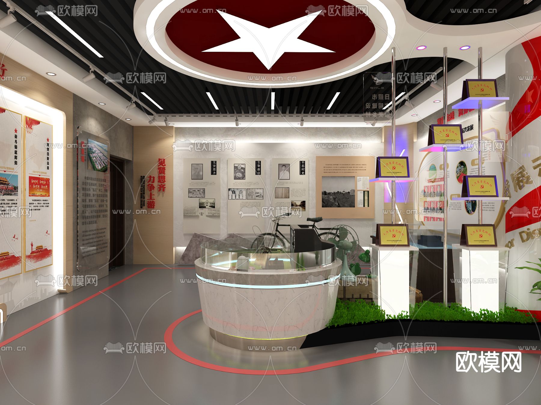 村史馆 文物展示柜su模型下载（渲染图2）