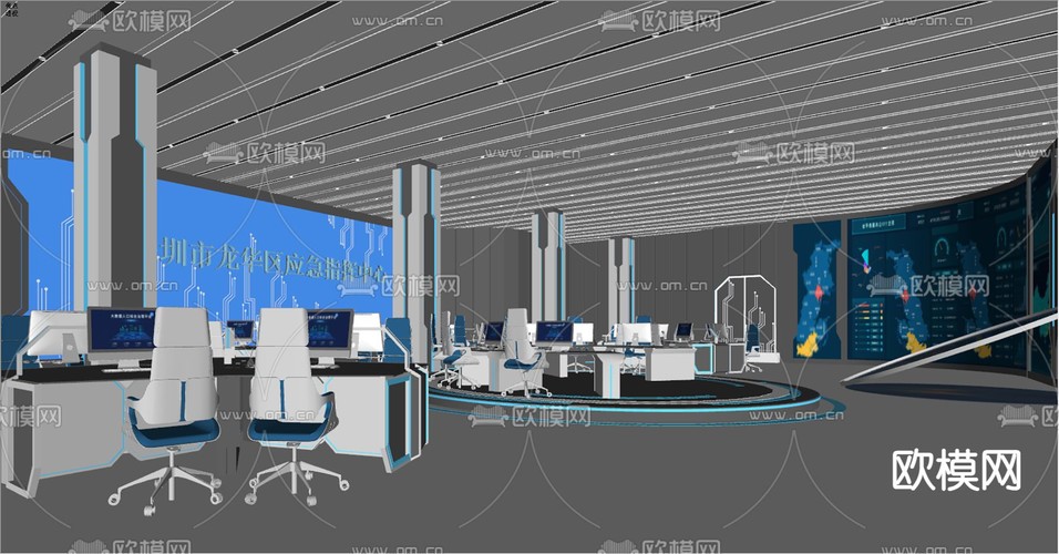 现代指挥控制中心su模型下载(渲染图3)