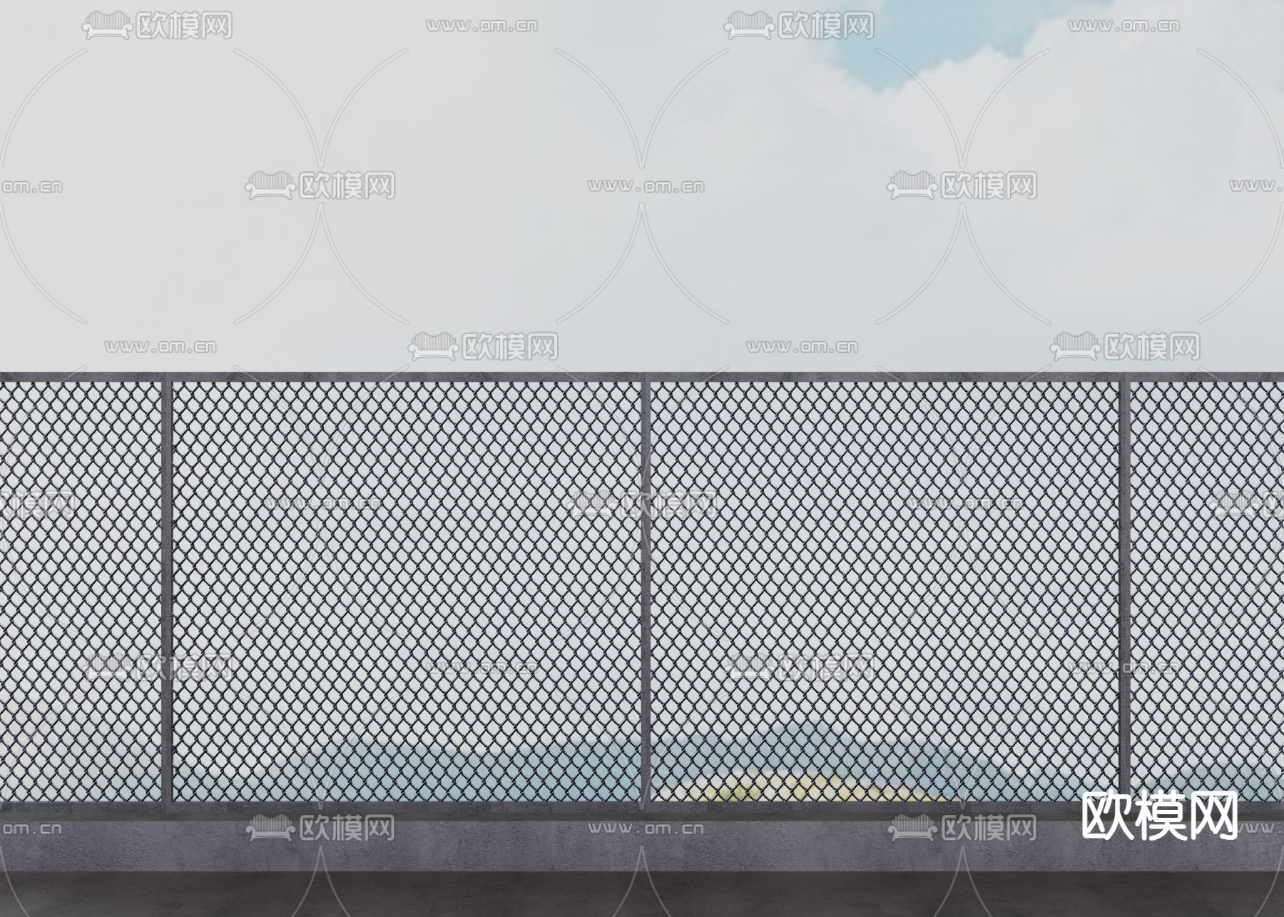 工业风铁网 围栏su模型下载（渲染图2）