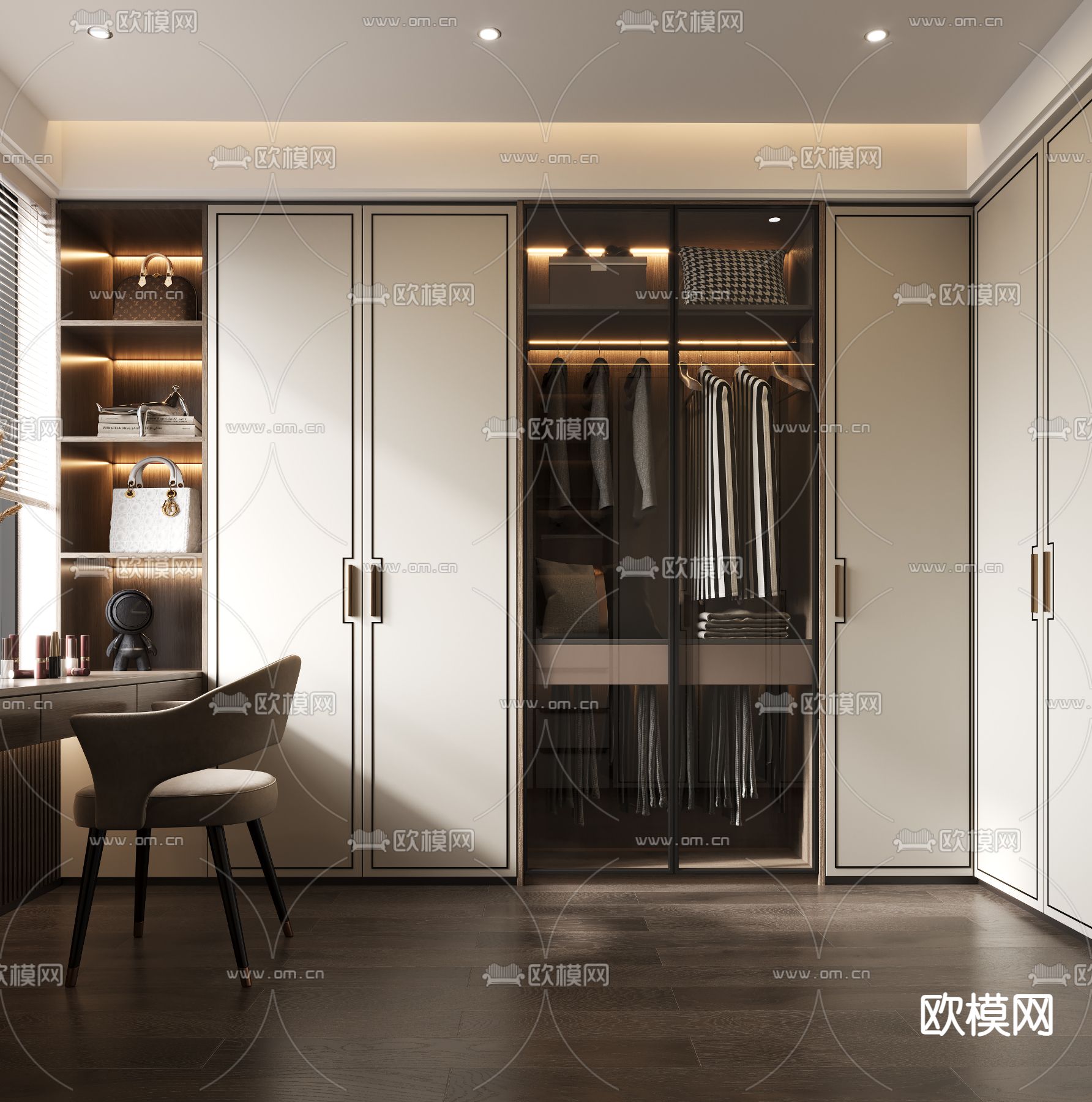 新中式衣帽间3d模型下载