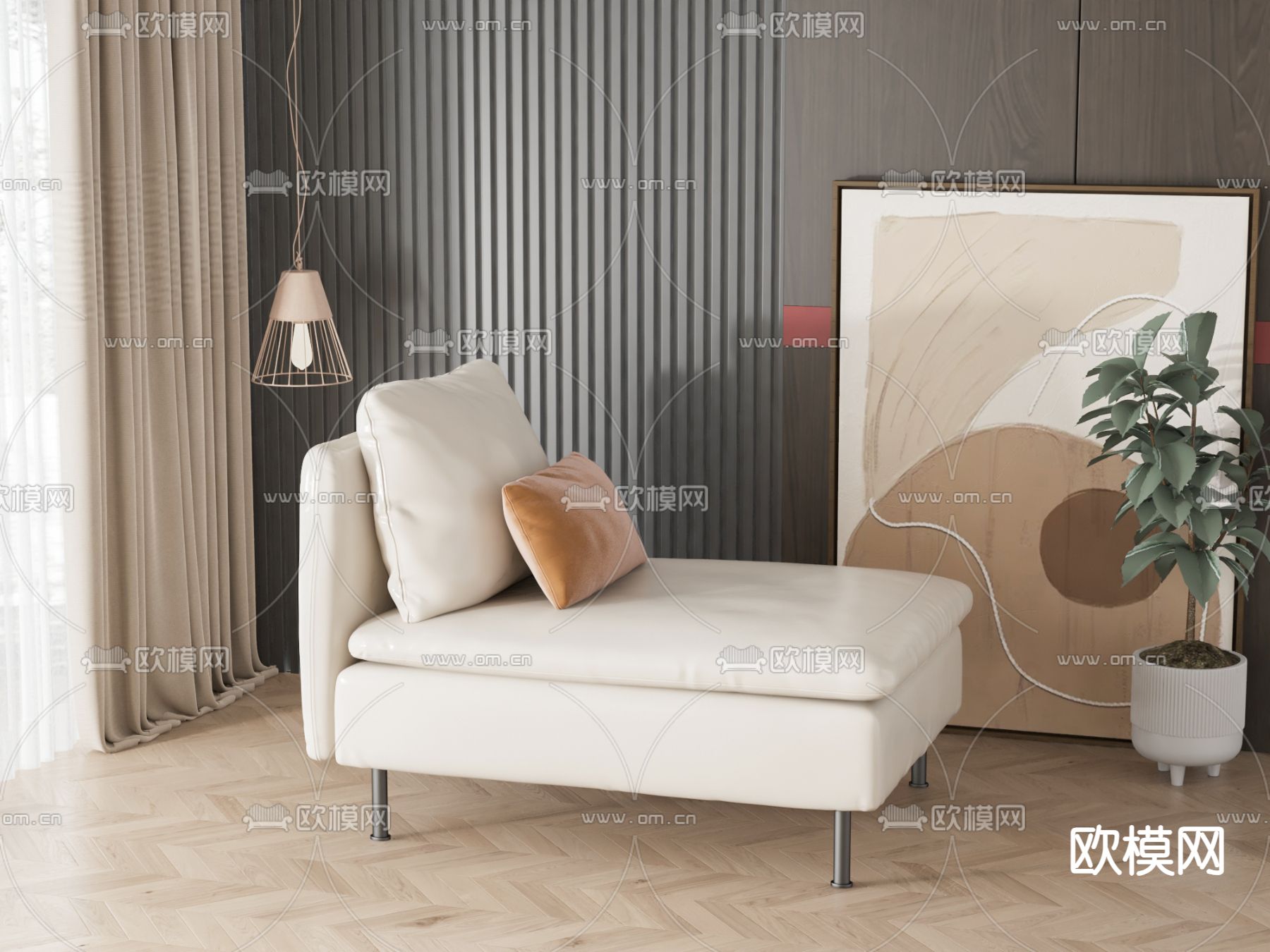 脚踏 床尾凳3d模型下载