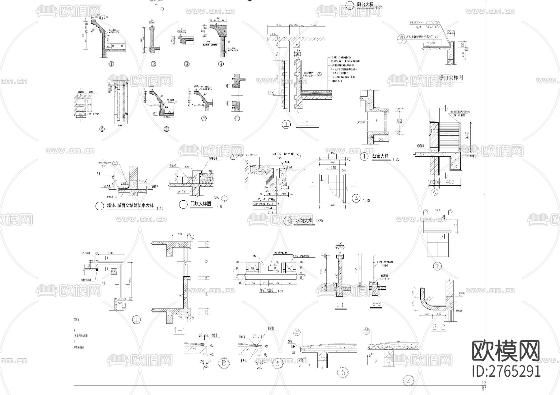 用建筑节点大样合集cad图库下载（渲染图3）