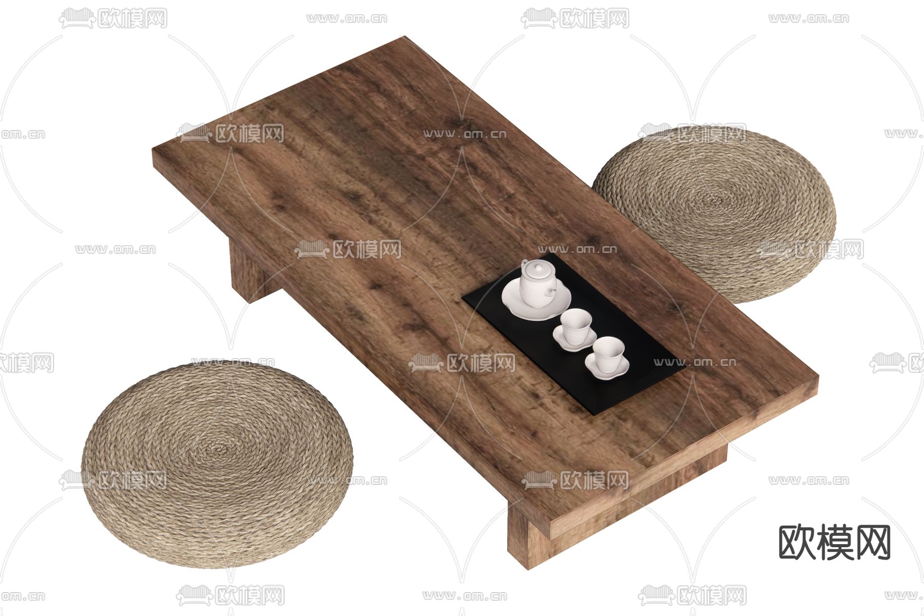 侘寂茶台 茶桌su模型下载（渲染图1）