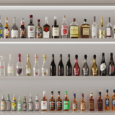  洋酒 红酒 酒具su模型 