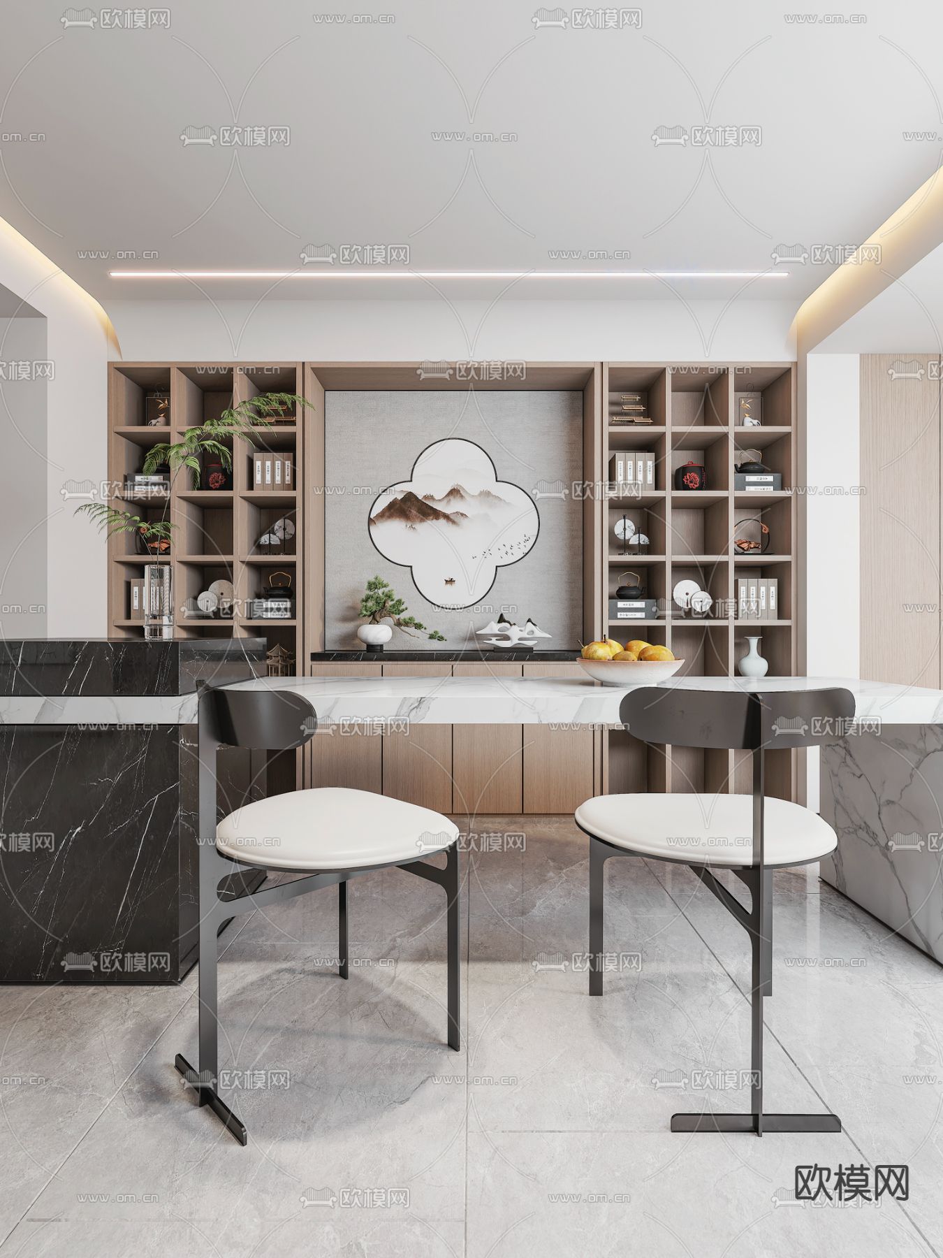 岛台餐桌椅免费3d模型下载