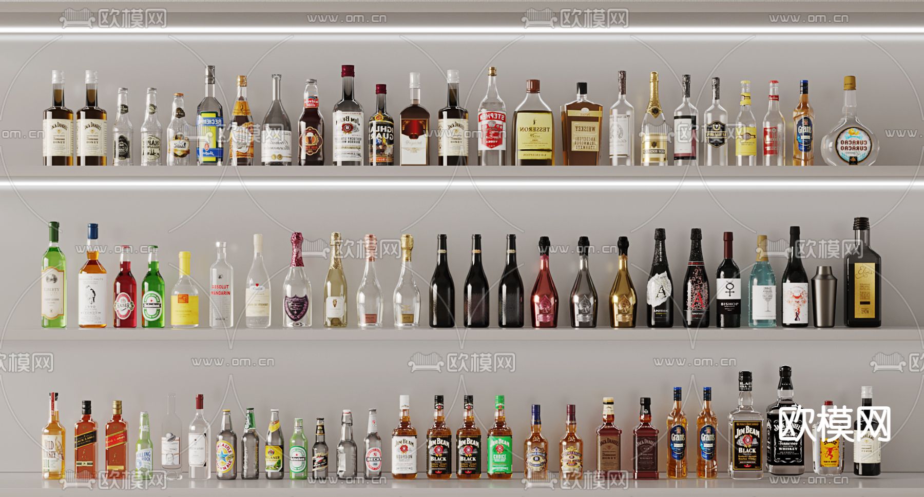 洋酒 红酒 酒具su模型下载（渲染图1）