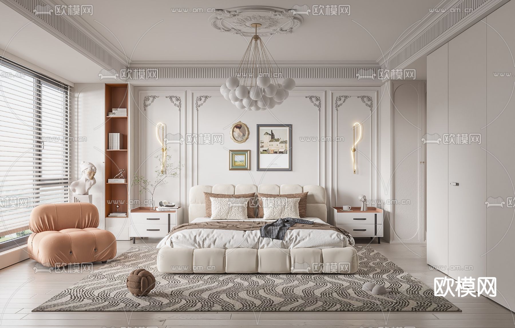 法式卧室 主卧3d模型下载