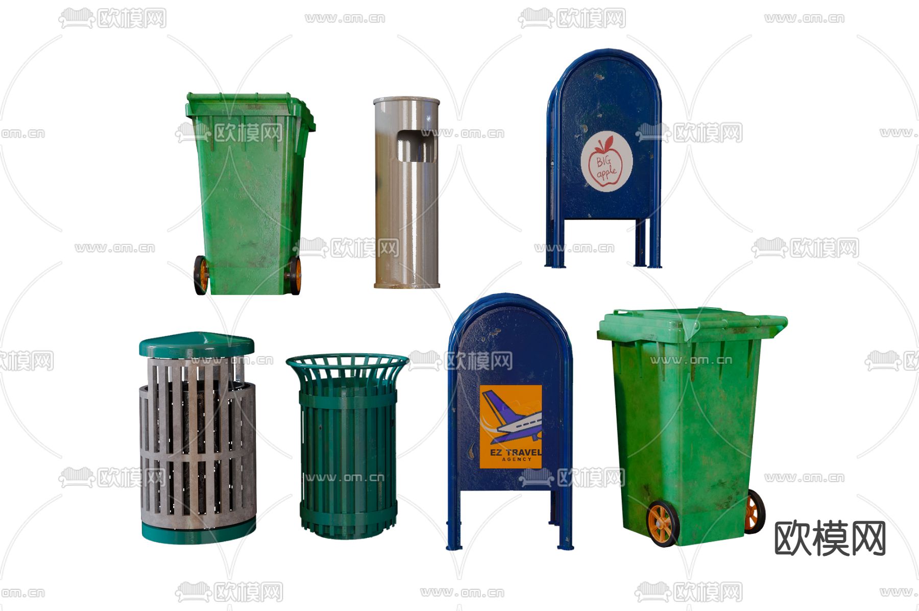 垃圾桶 垃圾箱3d模型下载