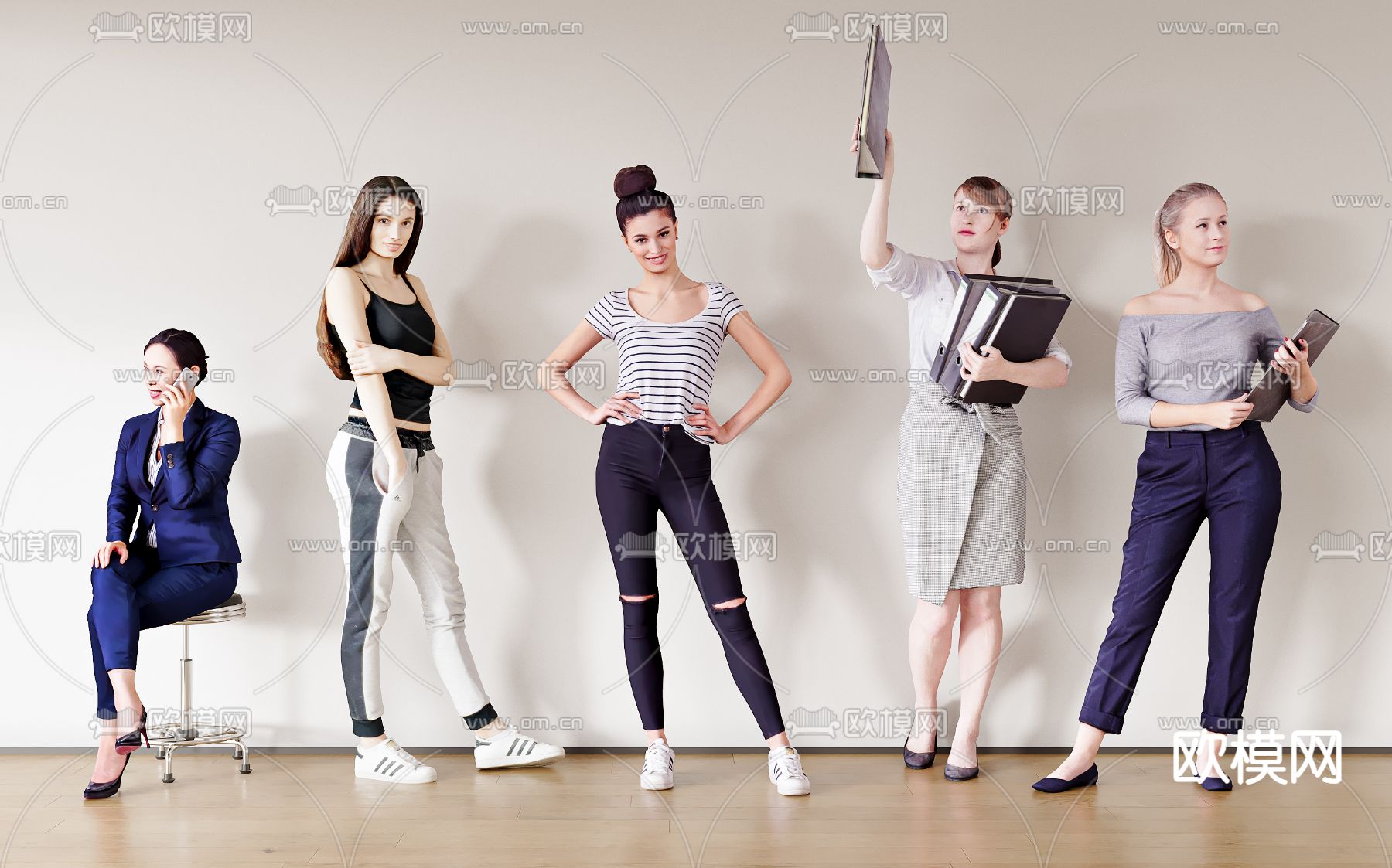 正装人物 时尚人物3d模型下载（渲染图2）