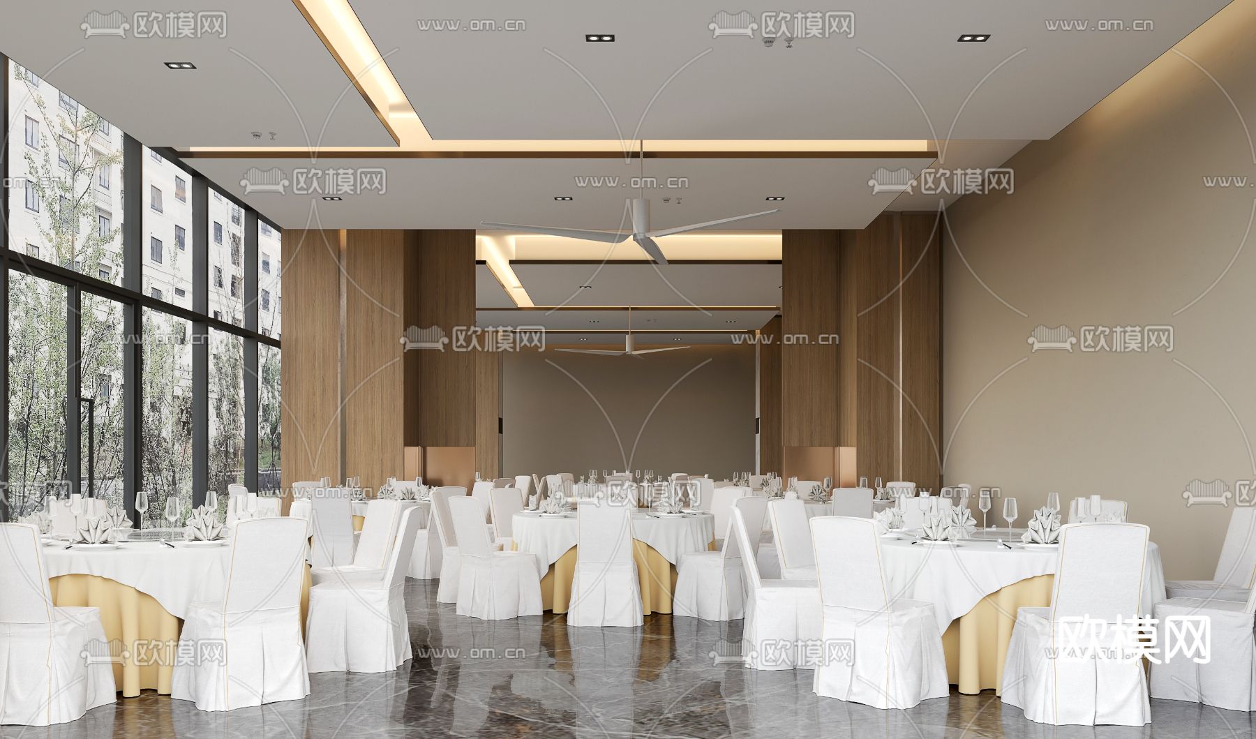 现代酒店 宴会厅su模型下载（渲染图1）