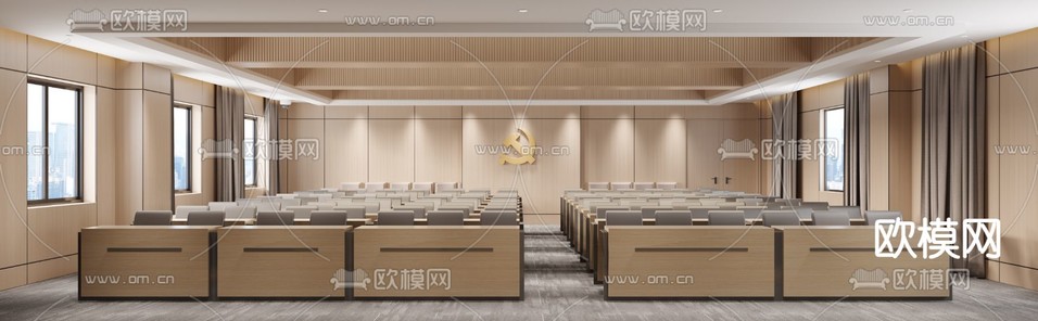 现代会议室免费3d模型下载(渲染图2)