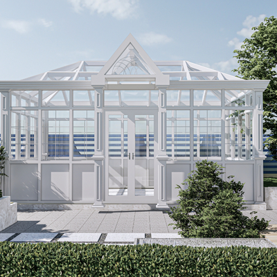  现代阳光房 玻璃房su模型 