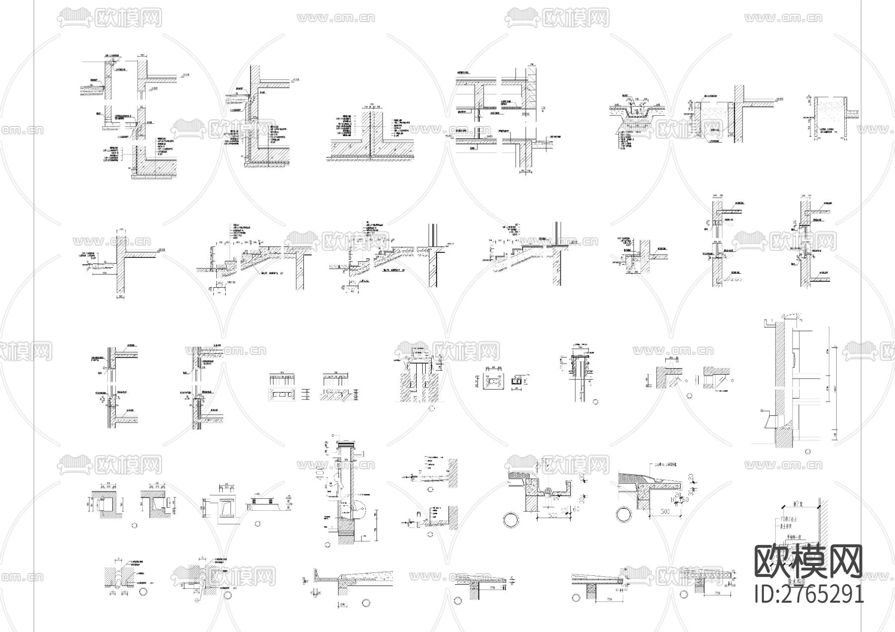 用建筑节点大样合集cad图库下载（渲染图2）