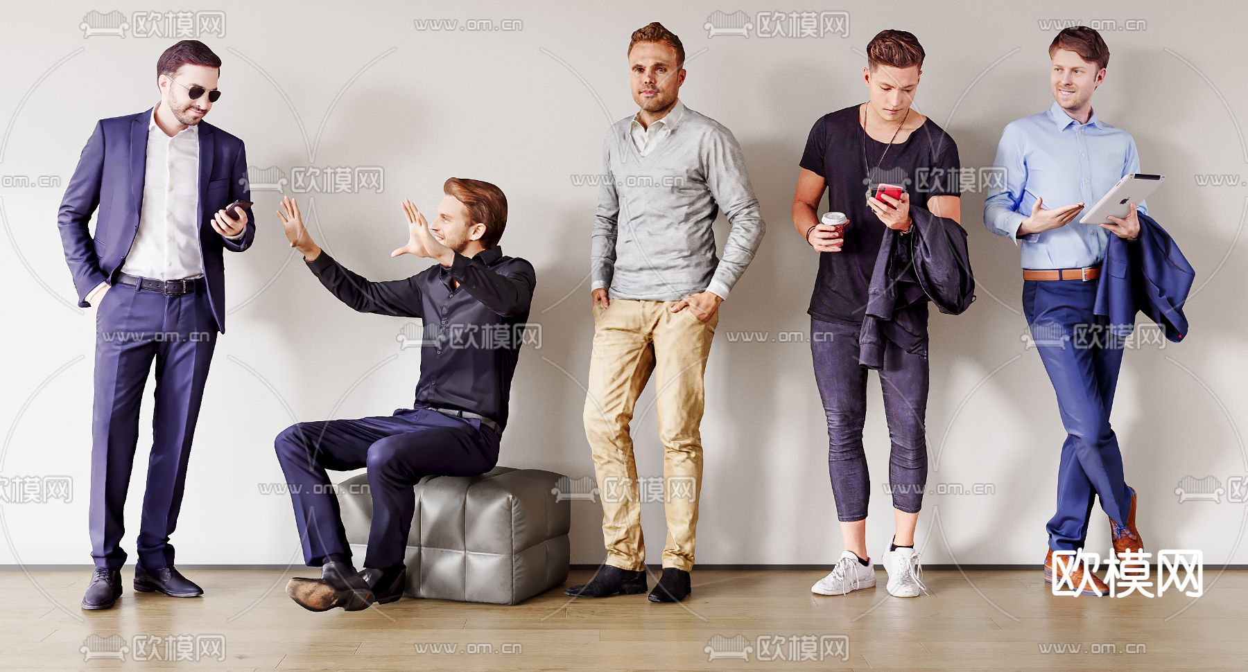 正装人物 时尚人物3d模型下载（渲染图3）