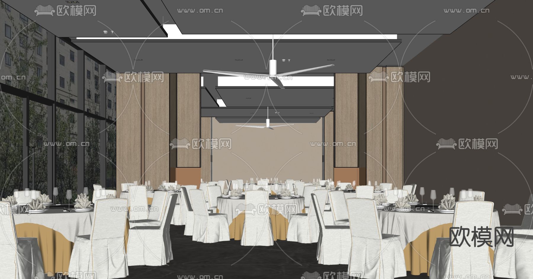 现代酒店 宴会厅su模型下载（渲染图2）