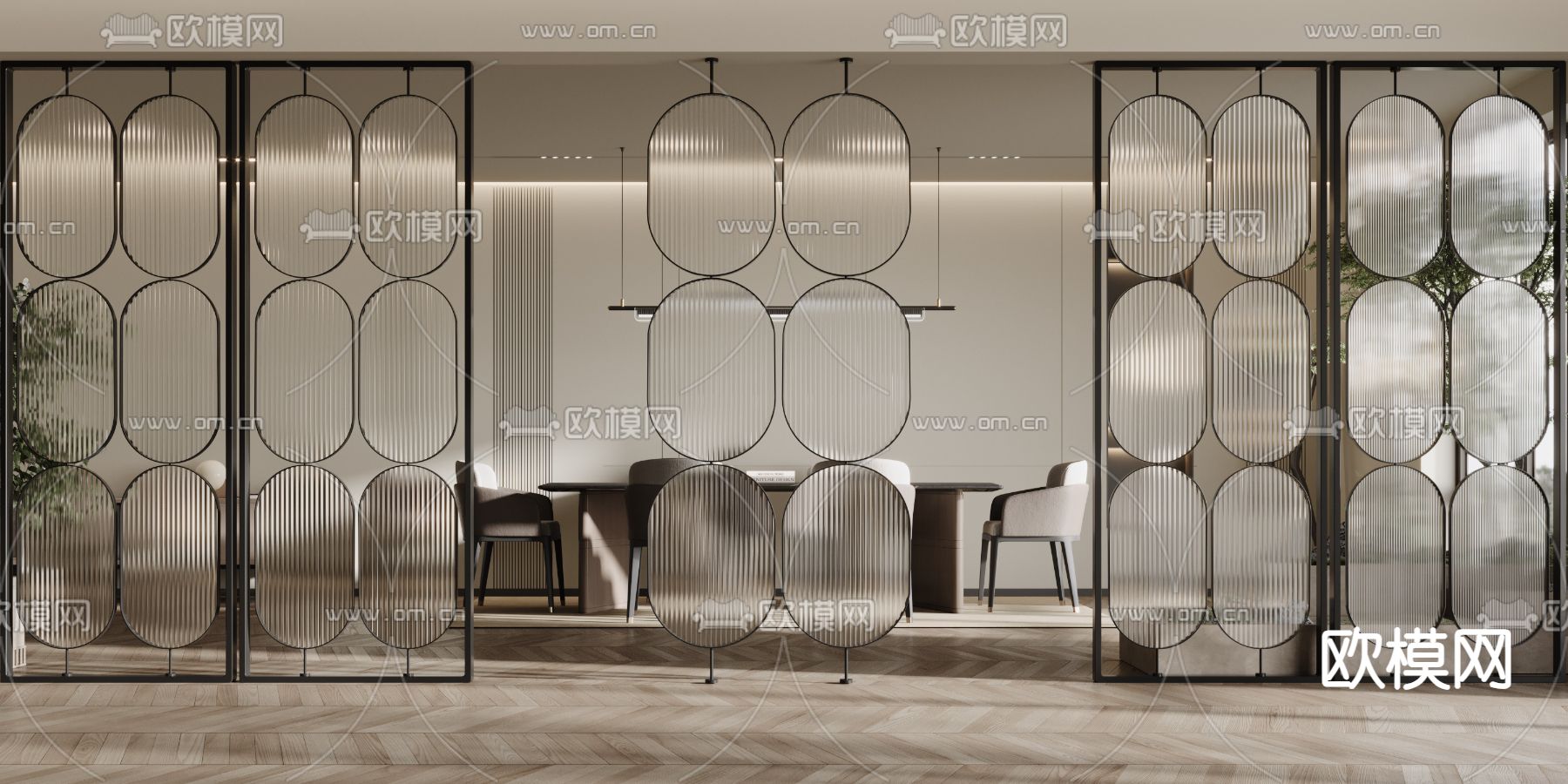 玻璃屏风 隔断3d模型下载