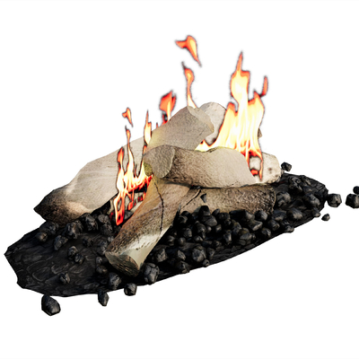  壁炉 柴火 木柴 火焰su模型 